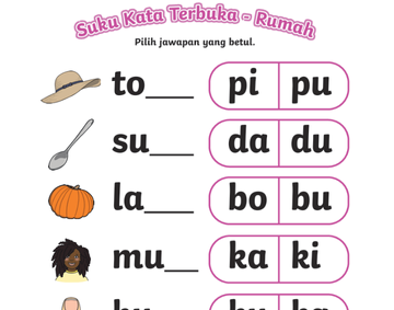 LEMBARAN SUKU KATA TERBUKA TERTUTUP